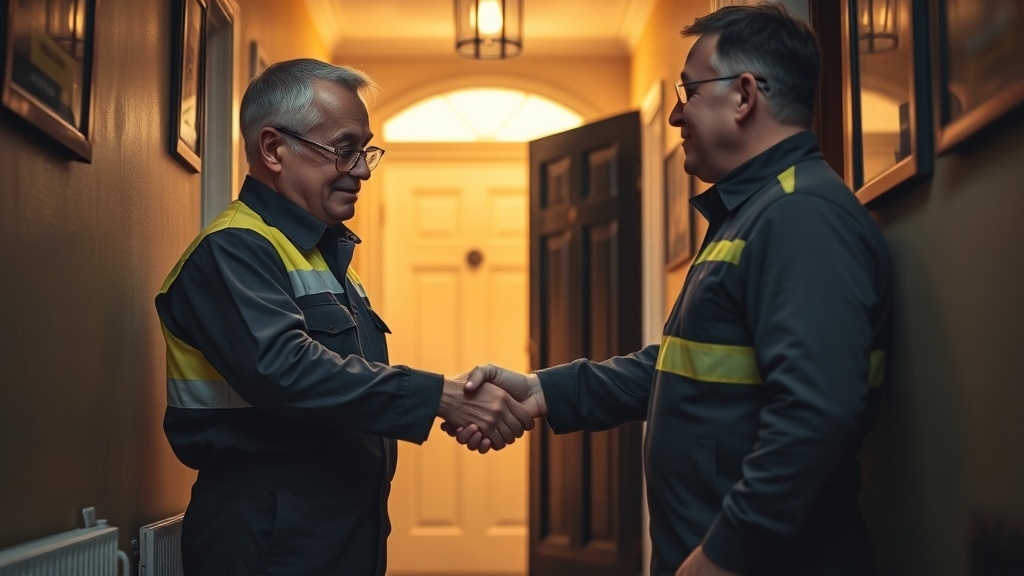Engineer shaking hands with a East Dulwich homeowner after locating their leak